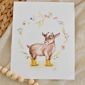 Poster of the goat in rain boots / spring summer / drawing goat / farm animal / farmhouse art / vintage art image 3