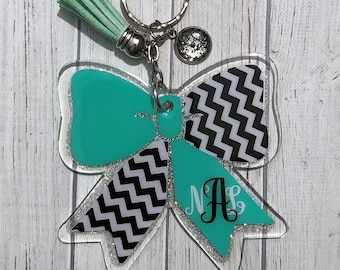 Cheer Bow Monogram Keychain bag charm