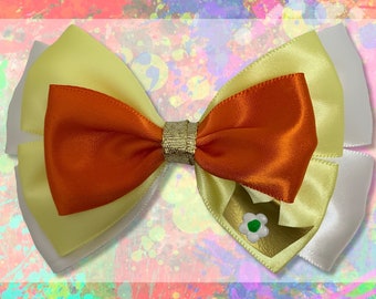 Princess Daisy Hair Bow – Handmade Cosplay Clip, Yellow Costume Accessory