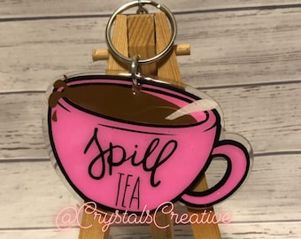 Spill Tea Teacup Keychain bag charm