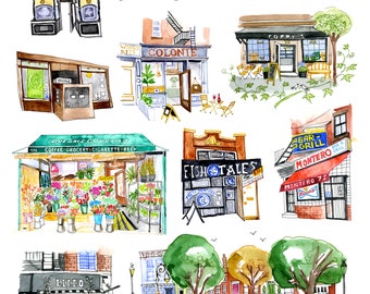 Mixed Brooklyn Storefronts Print