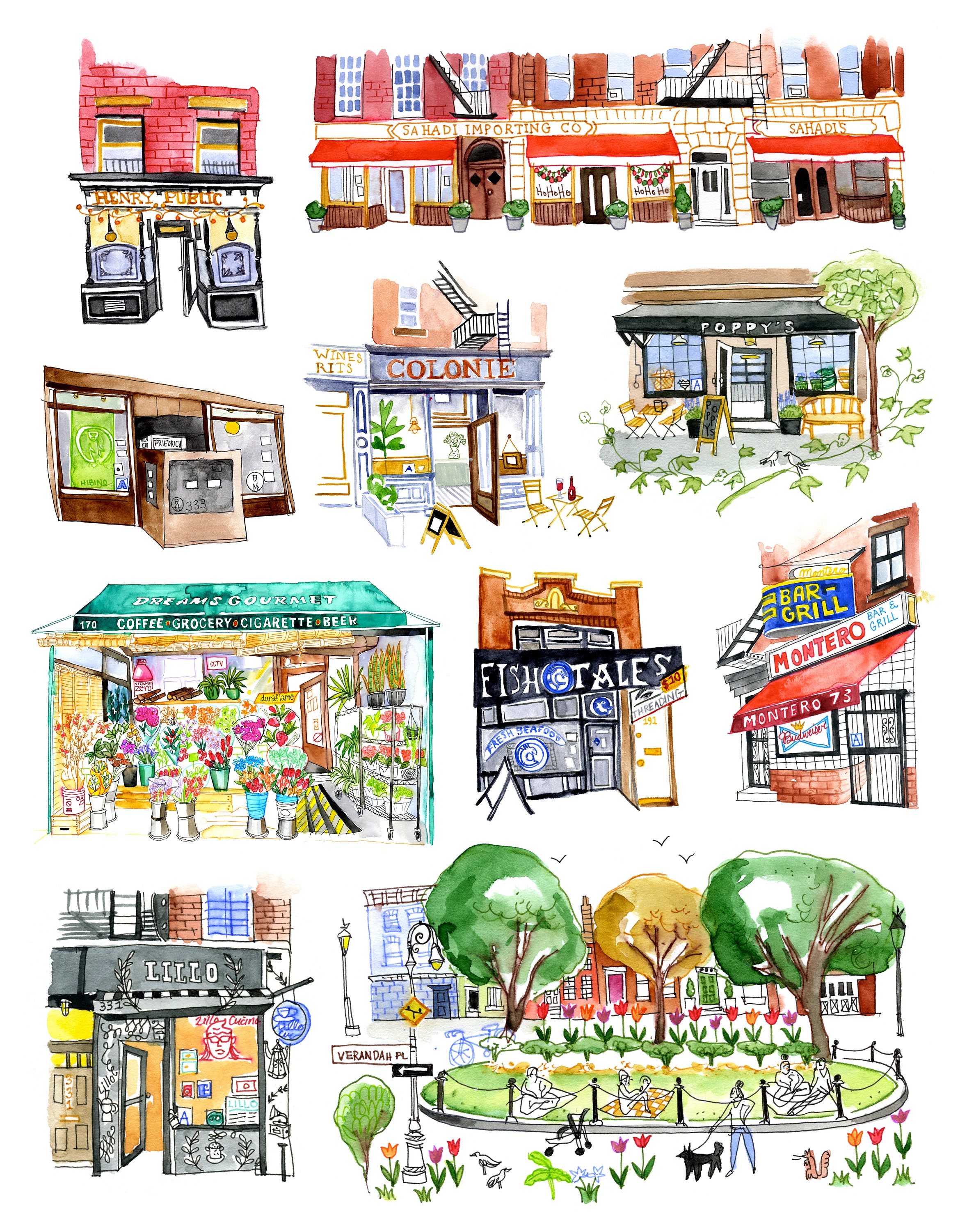 アート・デザイン・音楽 STORE FRONT/ Brooklyn storefronts NYC NYC and Brooklyn Storefronts Print — SDB