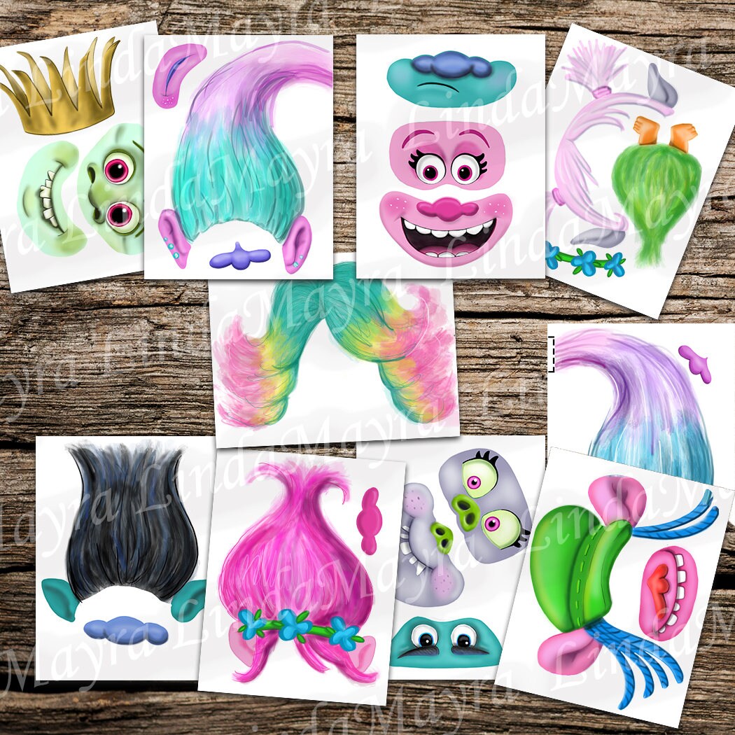 trolls inspired DIY Photo booth Props digital download | Etsy
