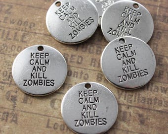 20pcs keep calm and kill zombies Charms Silver Tone The Walking Dead penant 20 mm