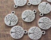Tree Charms Tree Pendants Tree of Life Charms Antiqued Silver Tone 12 mm
