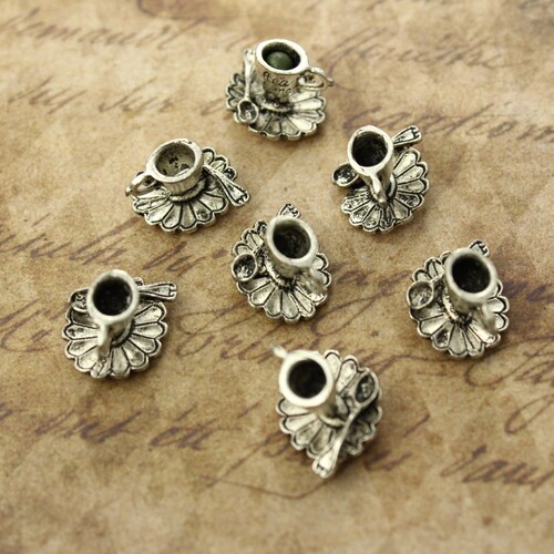 BULK 50 Tea Cup and Saucer Silver Tone Charms SC1855 Etsy