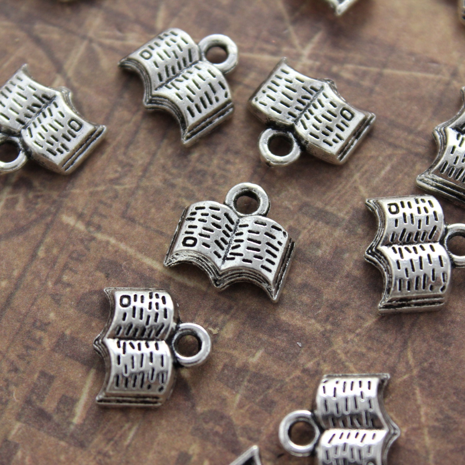 Tiny Book Charms Book Pendants Antiqued Tone X 12 Mm - Etsy
