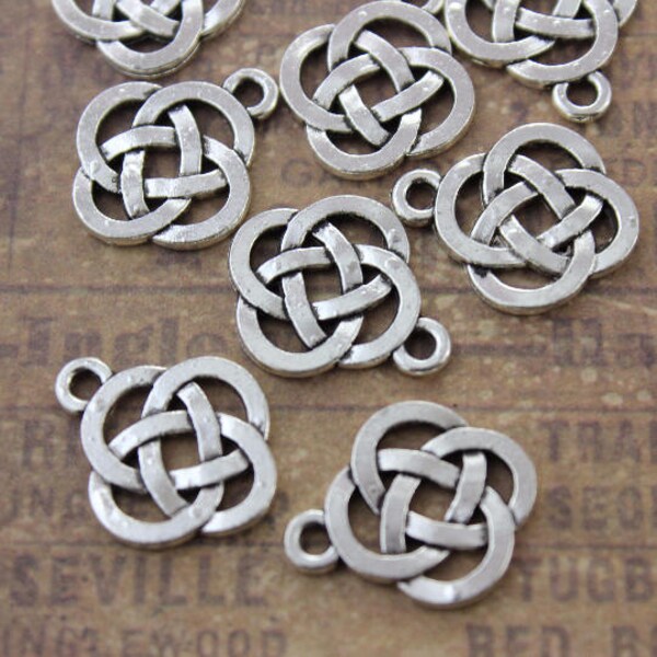 Celtic Knot  Charms Celtic Knot Pendants Antiqued Silver Tone Double Sided 15 x 15 mm