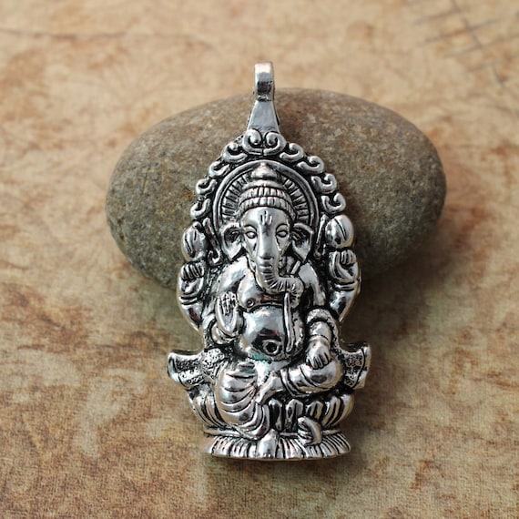 Extra Large GANESHA Pendant Ganesha Charms Antique Silver Tone | Etsy