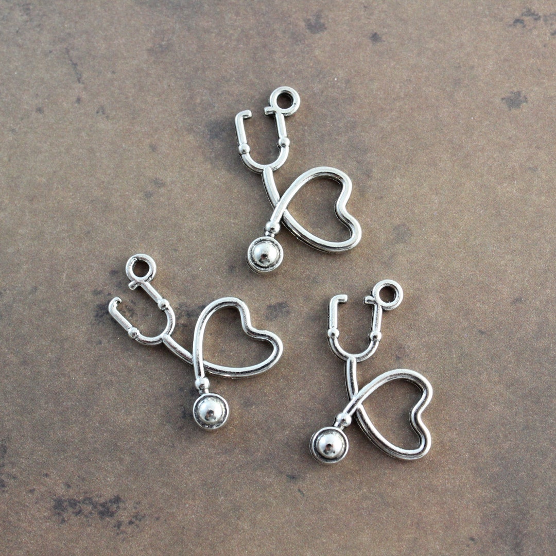 10 Stethoscope Charms Stethoscope Pendants Antiqued Silver - Etsy