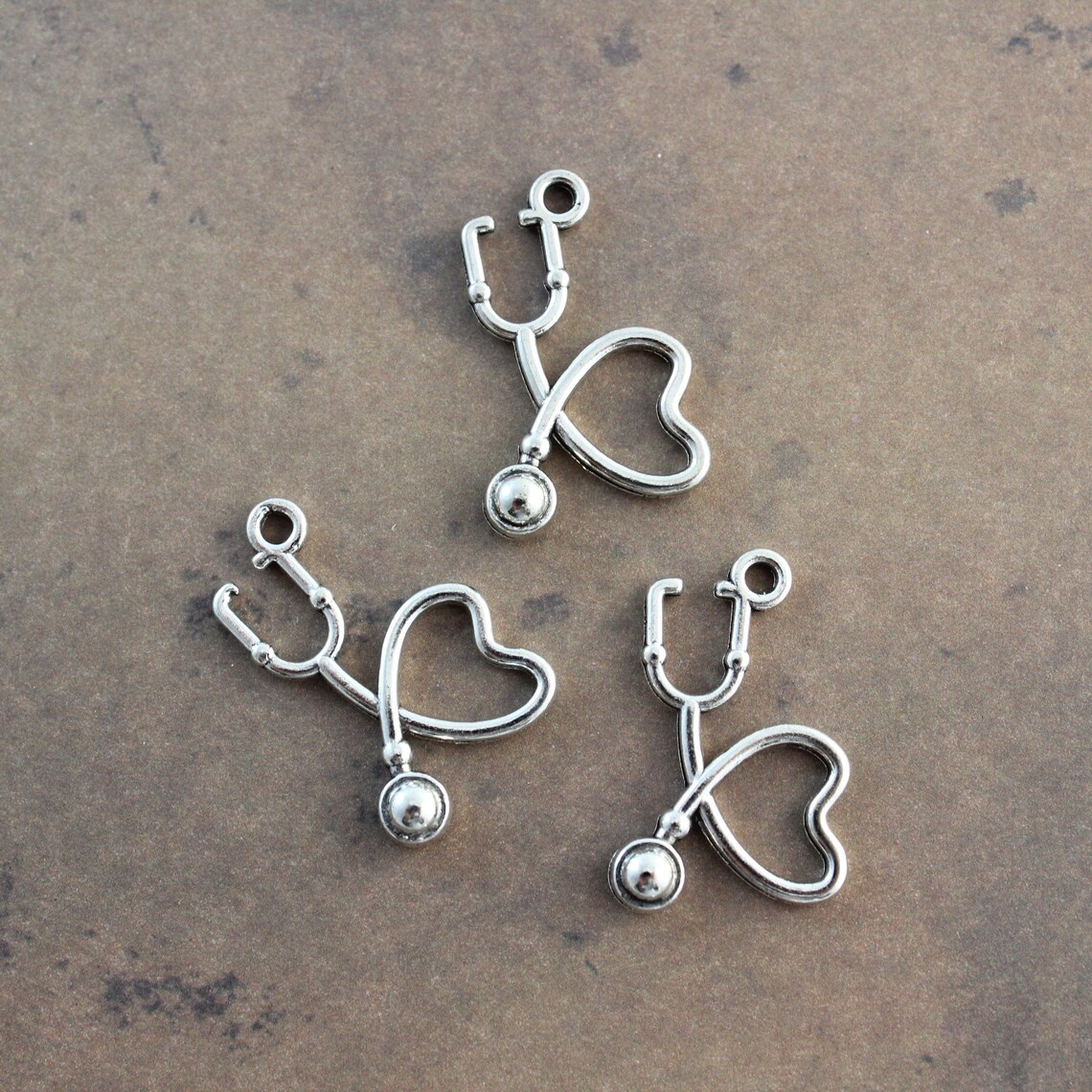 10 Stethoscope Charms Stethoscope Pendants Antiqued Silver Etsy