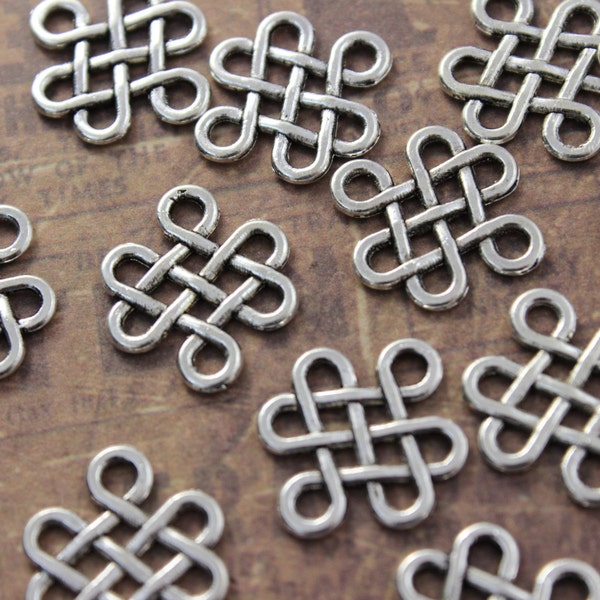 10 Celtic Knot Connectors Celtic Knot Charms Antiqued Silver Tone Double Sided 17 x 14 mm