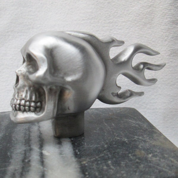 vintage rare flaming skull  motorcycle car hood ornament