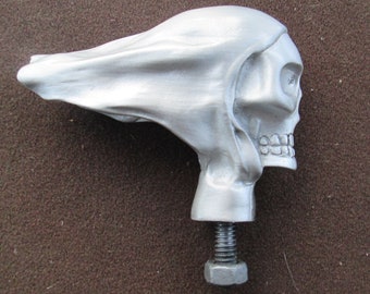 rare old school flying skull, motorcycle , panhead, knucklehead, car hood ornament