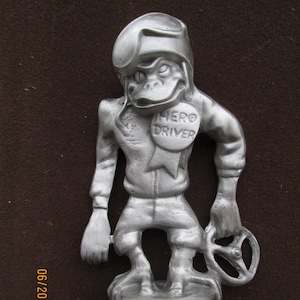 monkey hero driver rare vintage hotrod ratrod car hood ornament