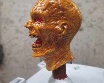 zombie head on a stake  walking dead hand painted car hood ornament
