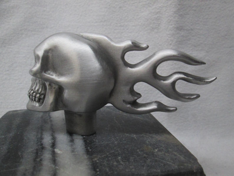 Vintage Rare Flaming Skull Motorcycle Car Hood Ornament Etsy