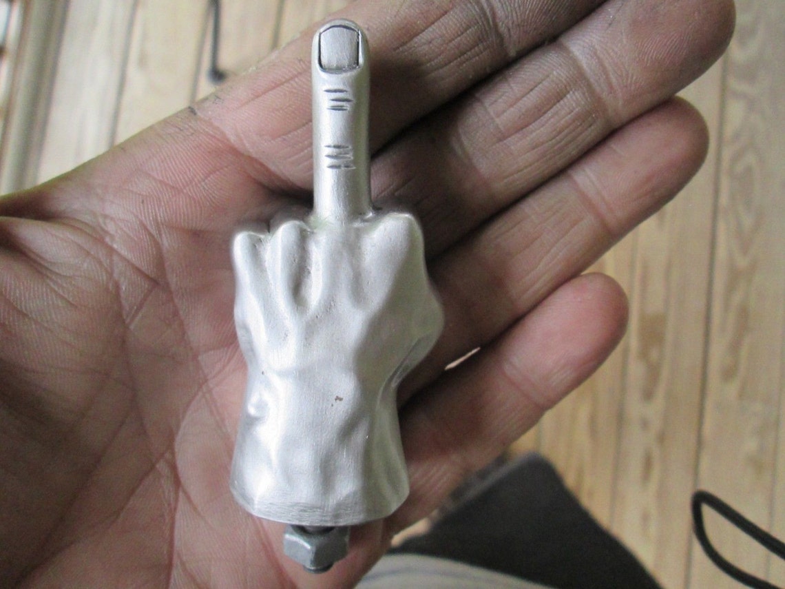 AutoBillia Rare Vintage License Plate Topper - 4" High Middle Finger Flip Off Design