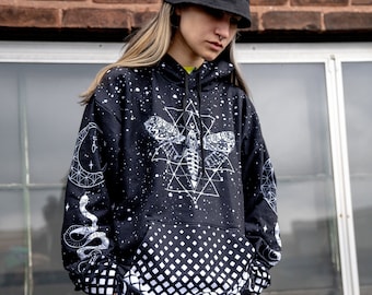Papillon gothique || Païen || Sorceleur || Serpent || Phases de lune || Sweat à capuche occulte