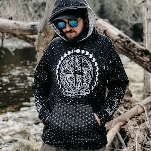 Cosmic Sacred Geometry Mushroom Unisex Hoodie