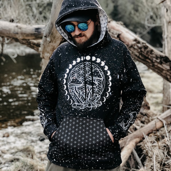 Kosmische Heilige Geometrie Paddestoel Unisex Hoodie