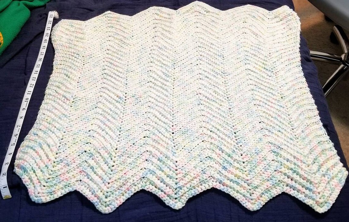 Variegated Pastel Yarn Crotched Baby Blanket Etsy