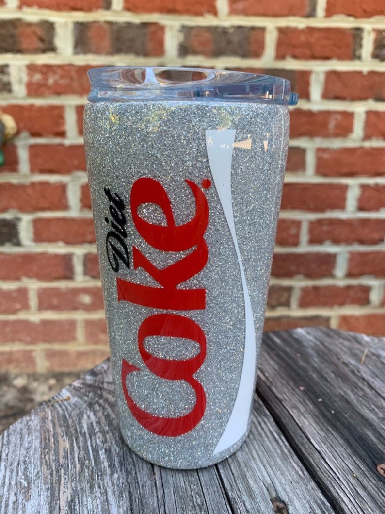 Personalized DIET COKE Inspired Glittered Tumbler