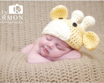 Lil' Giraffe Newborn Crochet Hat PDF