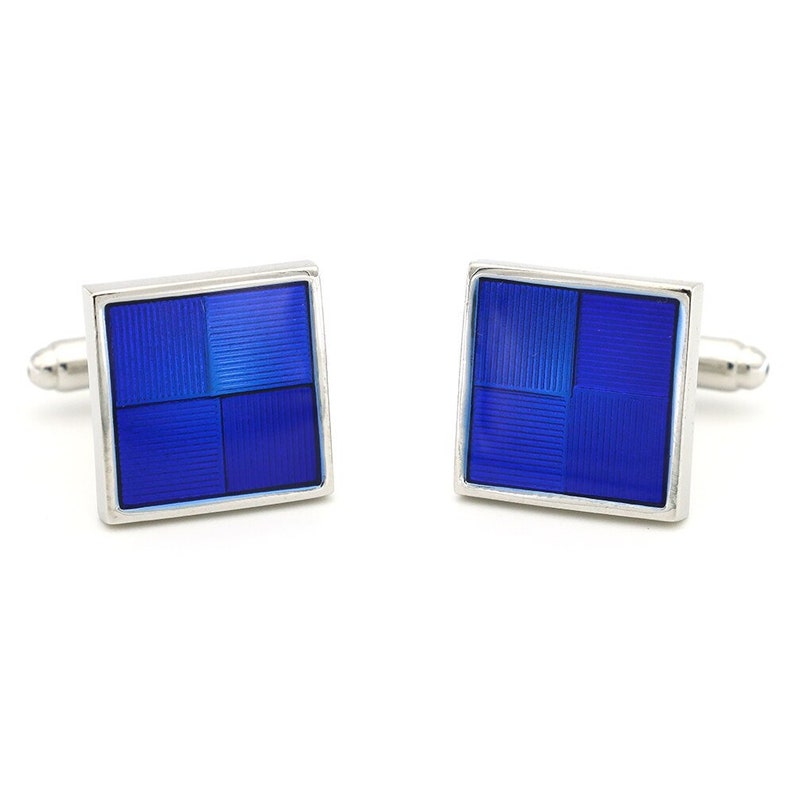 novelty cufflinks wedding cufflinks blue cufflinks Silver /& Blue Square Cufflinks cufflinks for wedding gift anniverary gift