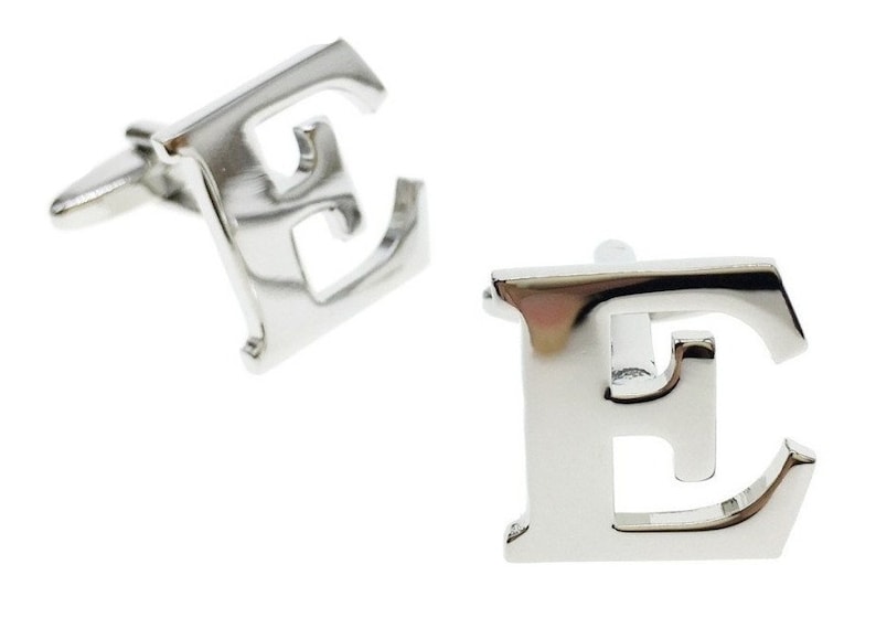 novelty cufflinks mens cufflinks Silver Letter E Cufflinks initial cufflinks letters cufflinks alphabet cufflinks cufflinks gift