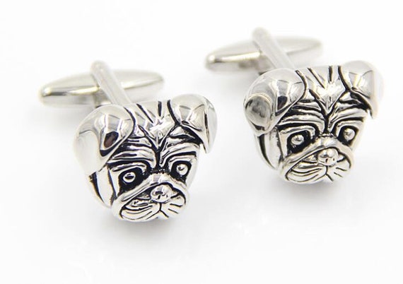 Silver Toned Pug Dog Cufflinks