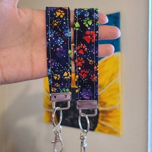 Rainbow Paw Print Wristlet Keychain, Key fob, Car Accessories, Gift for Her, Celestial, Tie-Dye, Rainbow Bridge, Purse Accessorie