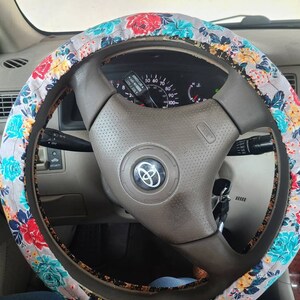 Floral Steering Wheel Cover, Custom Car Accessories, 100% Cotton Washable