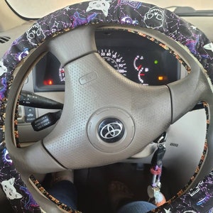 Halloween Celestial Steering Wheel Cover, Spooky Gift, Custom Car accessories, 100% Cotton, Washable