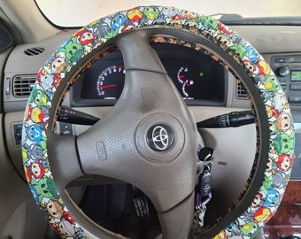 Super Hero Steering Wheel Cover made with Licensed Marvel fabric, 100% Cotton, Washable, Custom Car Accessories