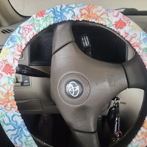 Octopus Steering Wheel Cover, Custom car accessories, 100% Cotton, Washable, Aquatic, Under the Sea, Gift for her, Marine Life
