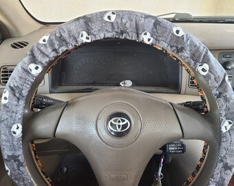 Jack Skellington Steering Wheel Cover made with Licensed Disney Fabric, Nightmare Before Christmas, 100% Cotton, Washable, Car Accessories