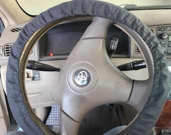 Solid Black Steering Wheel Cover, 100% Cotton, Washable, Custom Car Accessories