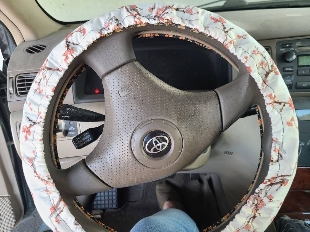 Cherry Blossom Steering Wheel Cover 100 Cotton Washable Custom