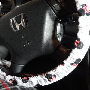 Mouse Words Steering Wheel Cover made with Licensed Disney Fabric