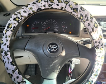 Stuurhoes met luipaardprint, 100% katoen, wasbaar, aangepaste auto-accessoires