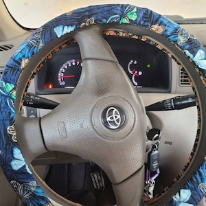 Butterfly Steering Wheel Cover, Metallic Accents, Incents and Nature, Gifts for her, 100% Cotton, Washable, Custom Car Accessories