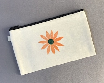 Blockprint Yellow Daisy Zip Pouch