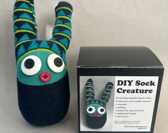 DIY Sock Creature Kit: Navy and Teal