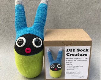 DIY Sock Creature: Lime Green/Teal/Grey