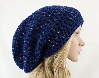 Men Hat Knit Slouchy Baggy Skull Cap Srogem Womens Women’s Beanie Navy
