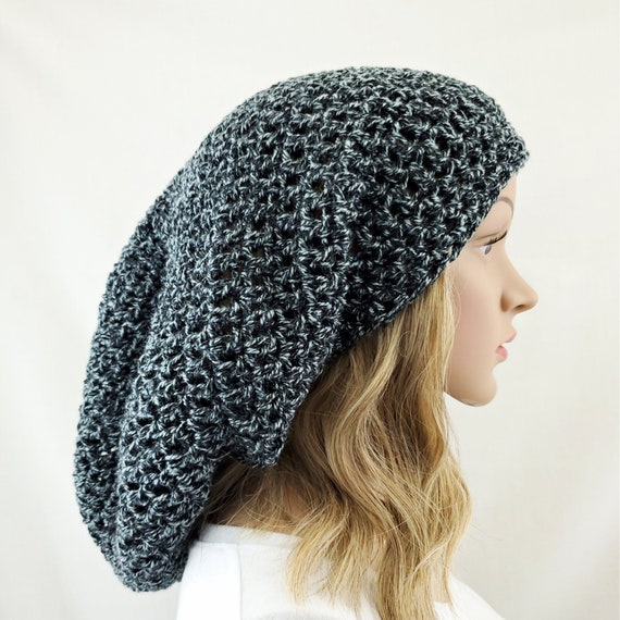 Black Marble Dread Beanie Crochet Loc 