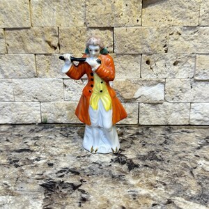 Vintage Colonial Flute Player Hand Painted Porcelain Made in OCCUPIED Japan