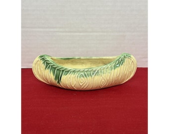 Vintage Hand-Glazed Earthenware Pottery Canoe Planter 5.5" By 2"