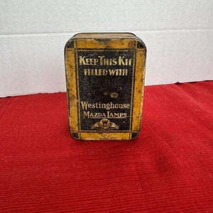 Vintage Metal Westinghouse Mazda Lamps Advertising Tin Box With Various Bulbs